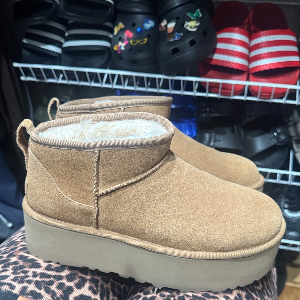 UGG Women's Tan Platform Ankle Boots